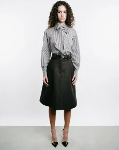 A-Line Belted Midi Skirt