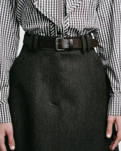 A-Line Belted Midi Skirt