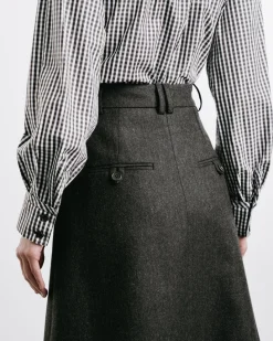 A-Line Belted Midi Skirt