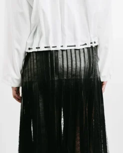 Alix Leather Strip & Lace Skirt