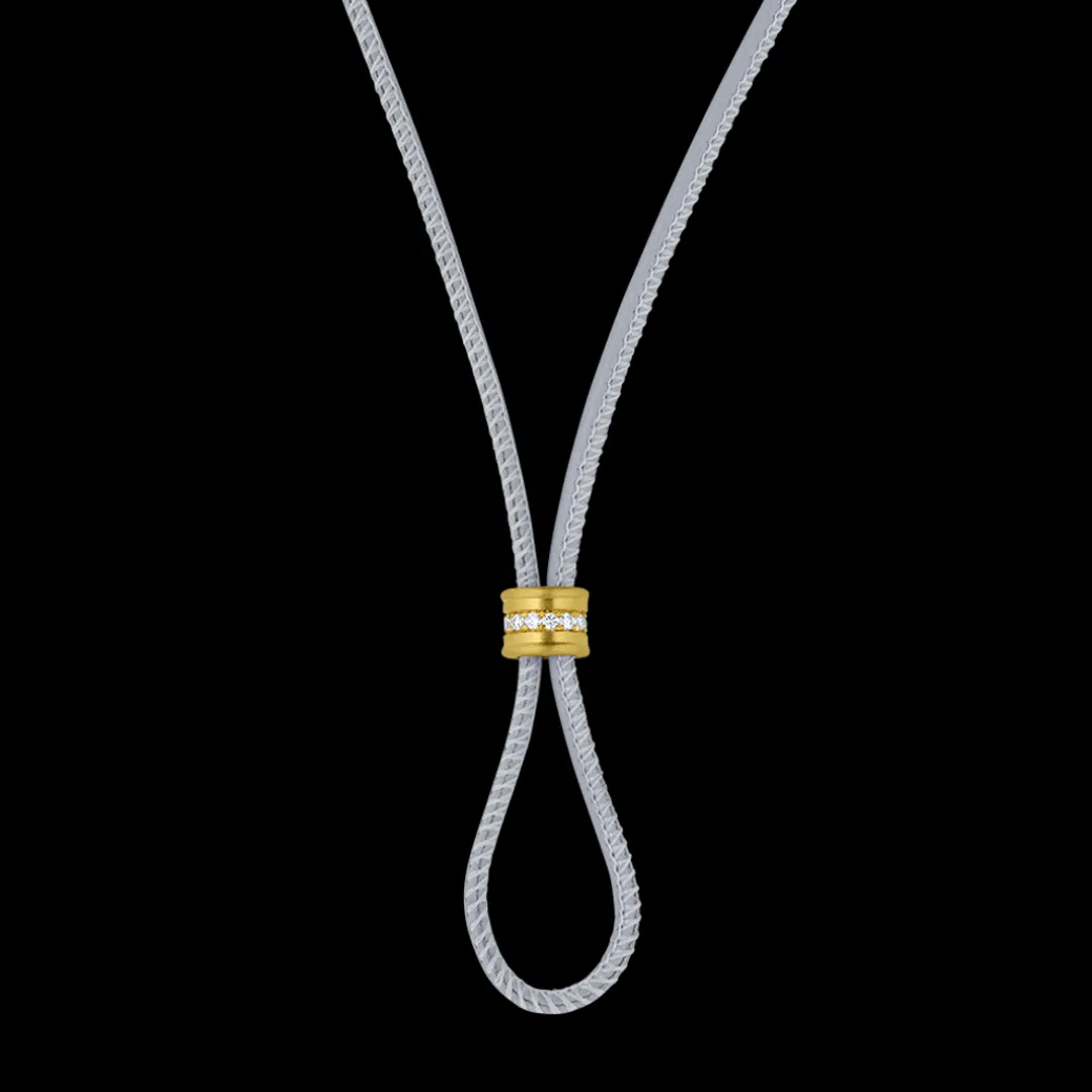 Amani Grey Leather Cord With Diamond Slider Necklace
