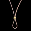 Amani Natural Leather Cord With Diamond Slider Necklace