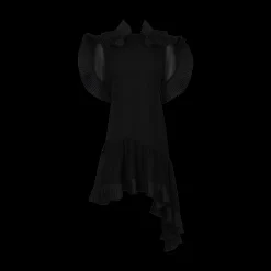 Asymmetric Pleated Georgette Dress