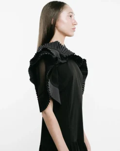 Asymmetric Pleated Georgette Dress