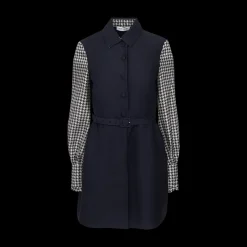Belted Dress With Contrast Sleeves