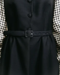 Belted Dress With Contrast Sleeves