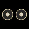Black Small Discs Earrings