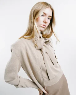 Cashmere Shoulder Pad Cardigan