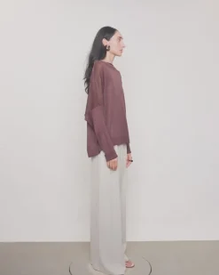Chunky Boat Neck Linen Sweater