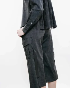Cropped Glen Checked Pants
