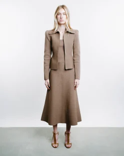 Crêpe Knit Peplum Collar Jacket