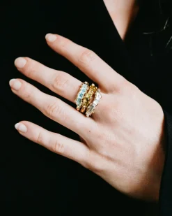 Crystal Quartz Wave Stackable Ring