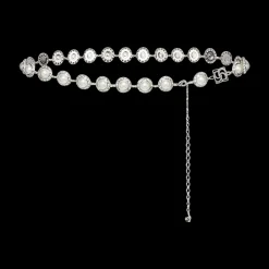 Crystal-Embellished Faux Pearl Belt