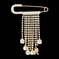 Crystal-Embellished Safety Pin Bag Charm