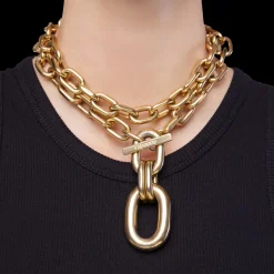 Double XL Link Necklace With Pendant