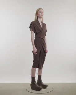 Draped Wrap Midi Dress