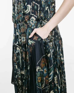 Floral Gathered & Pleated Dress