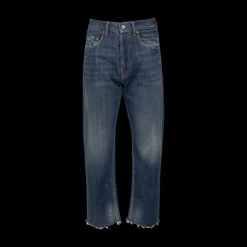Frayed Distressed Straight-Leg Jeans