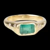 Green Emerald & Diamond Ring