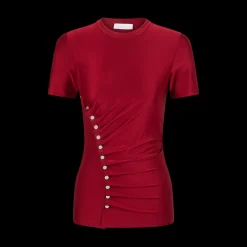 Haut Short-Sleeve Snap Ruched Top