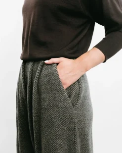 High-Waisted Herringbone Pants