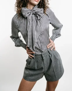 Houndstooth Bow-Tie Shirt