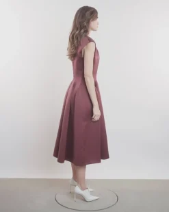 Knee-Length Paneled Satin Dress