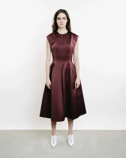 Knee-Length Paneled Satin Dress