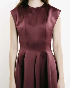 Knee-Length Paneled Satin Dress