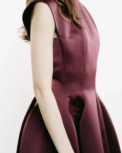Knee-Length Paneled Satin Dress