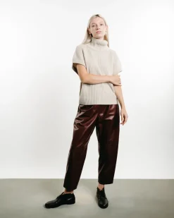 Leather Carrot Pants Rust