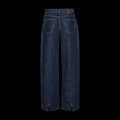 Loose-Leg Faded Denim Pants
