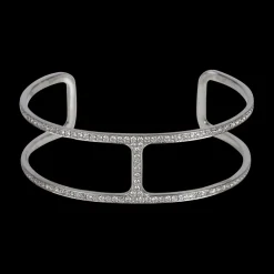 Mini T Cuff Bracelet With Diamonds