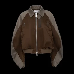 Mixed-Media Cotton Chino & Nylon Bomber Jacket