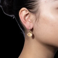 Pearl and Diamond Chappy Huggie Hoop Earrings