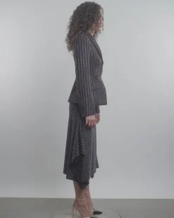Pinstripe Single-Breasted Blazer