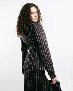 Pinstripe Single-Breasted Blazer