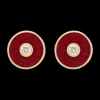 Red Small Discs Earrings
