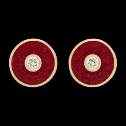 Red Small Discs Earrings