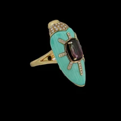 Scarab Turquoise Ring with Watermelon Tourmaline