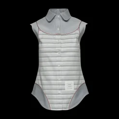 Sleeveless Swimsuit Trompe L'oeil Button-Down Shirt