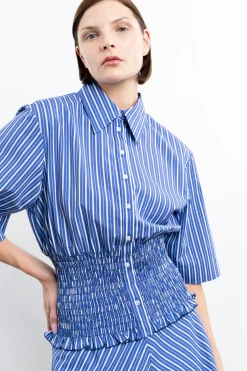 Smocked Button-Up Top