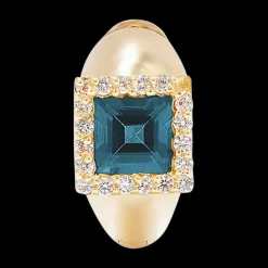 Square London Blue Topaz Huggie (Single)