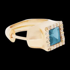 Square London Blue Topaz Huggie (Single)