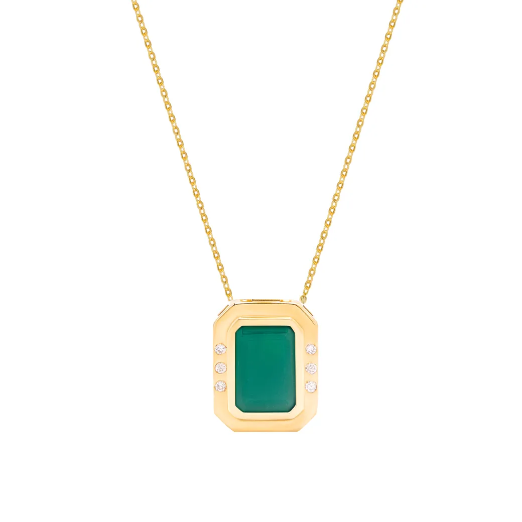 Stones of Wisdom Octagon Green Onyx Necklace