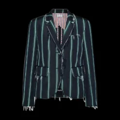 Striped Raw-Edge Blazer