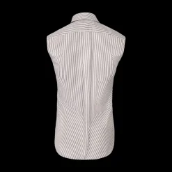 Striped Ruffle-Front Sleeveless Shirt