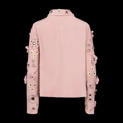 Suede Flower Appliqué Jacket