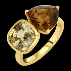 Tourmaline & Zircon Toi et Moi Ring