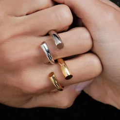 Vermeil Bague Biseau Ring